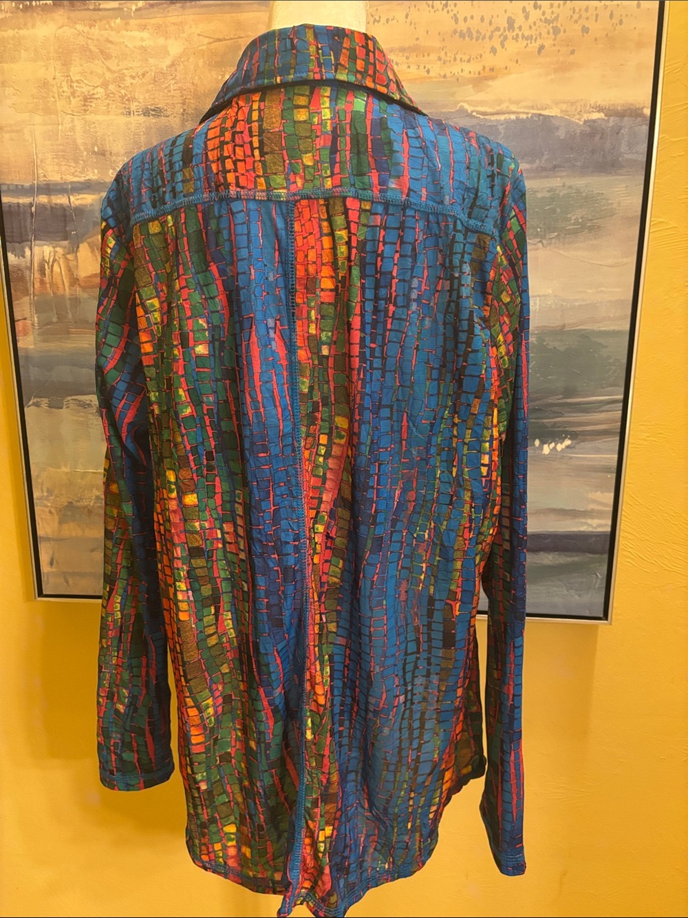 SNO SKINS Multicolor Button-Down Tunic Shirt - Blue, Red, Green, Yellow - Picture 3 of 5